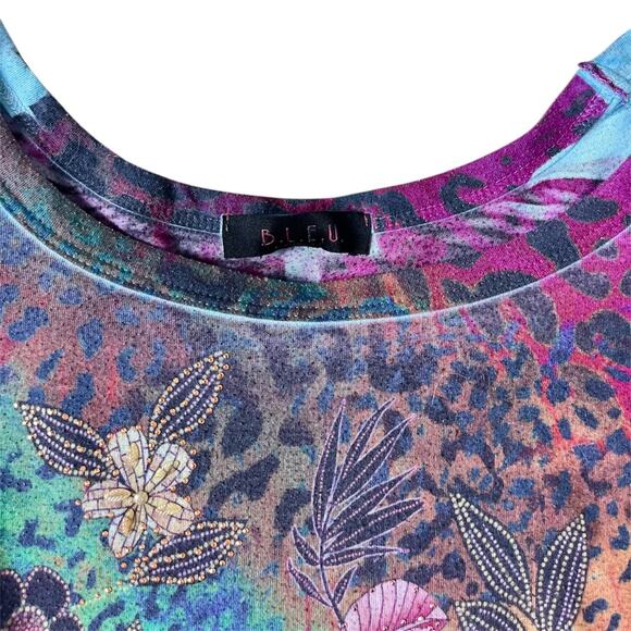 B.L.U.E Fairy Bohochic multicolored short sleeve top with puffed sleeves - Picture 7 of 8